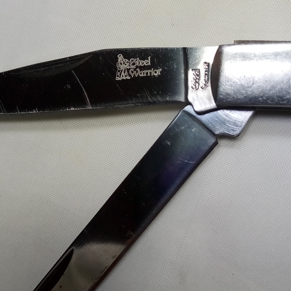 Steel Warrior 2 Blade 440 Stainless Mother of Pearl Inlay Folding Pocket Knife - Picture 8 of 15